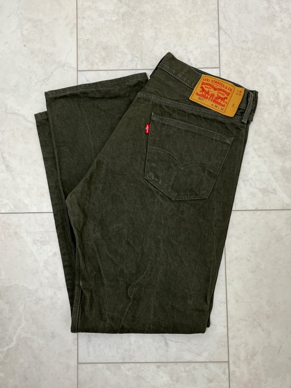 Men's Levi's 501 Green (White Oak Cone) Denim 36W x 32L